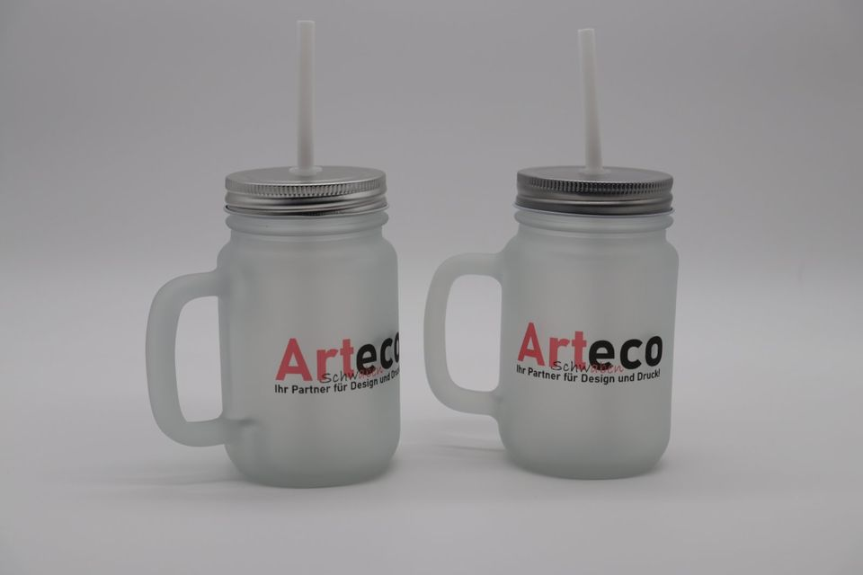 Trinkglas mit Schraubdeckel & Strohhalm – Komplettset