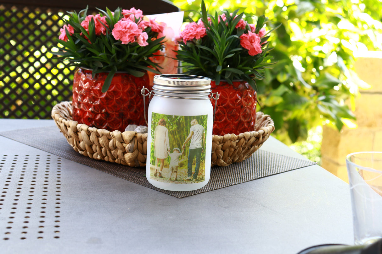 Leuchtglas mit Metallgriff