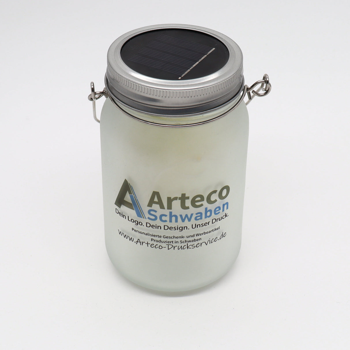 Werbeleuchtglas mit Metallgriff